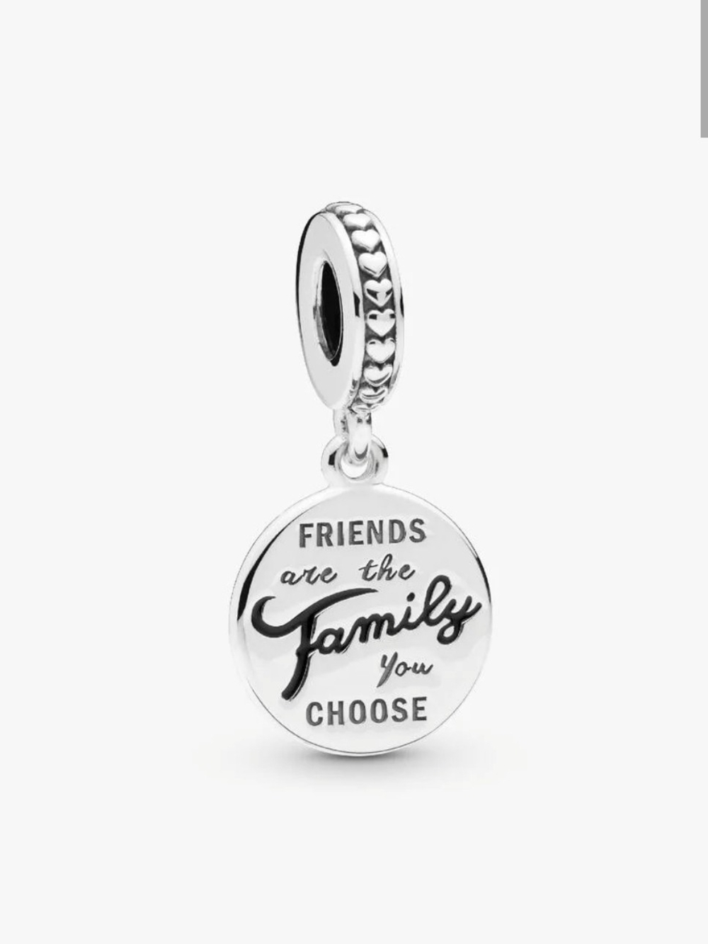Pandora Silver 'Friends Are the Family You Choose' Round Dangle Charm